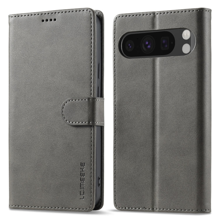 For Google Pixel 9 / 9 Pro LC.IMEEKE Calf Texture Flip Leather Phone Case(Grey)