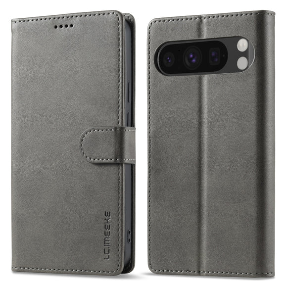 For Google Pixel 9 / 9 Pro LC.IMEEKE Calf Texture Flip Leather Phone Case(Grey)
