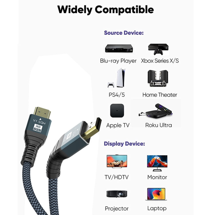 3m HDMI 2.1 Version 8K 60Hz UHD 48Gbps Cable(Grey)
