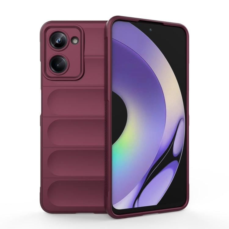 For Realme 10 Pro 5G Magic Shield TPU + Flannel Phone Case(Wine Red)