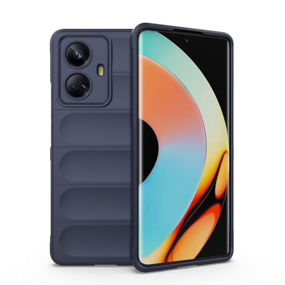 For Realme 10 Pro+ 5G Magic Shield TPU + Flannel Phone Case(Dark Blue)