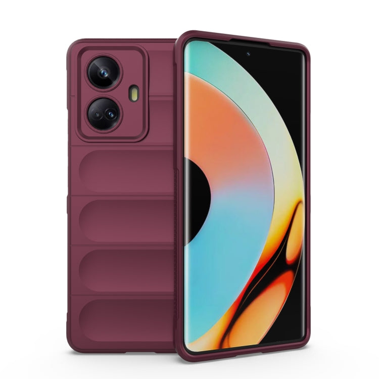 For Realme 10 Pro+ 5G Magic Shield TPU + Flannel Phone Case(Wine Red)
