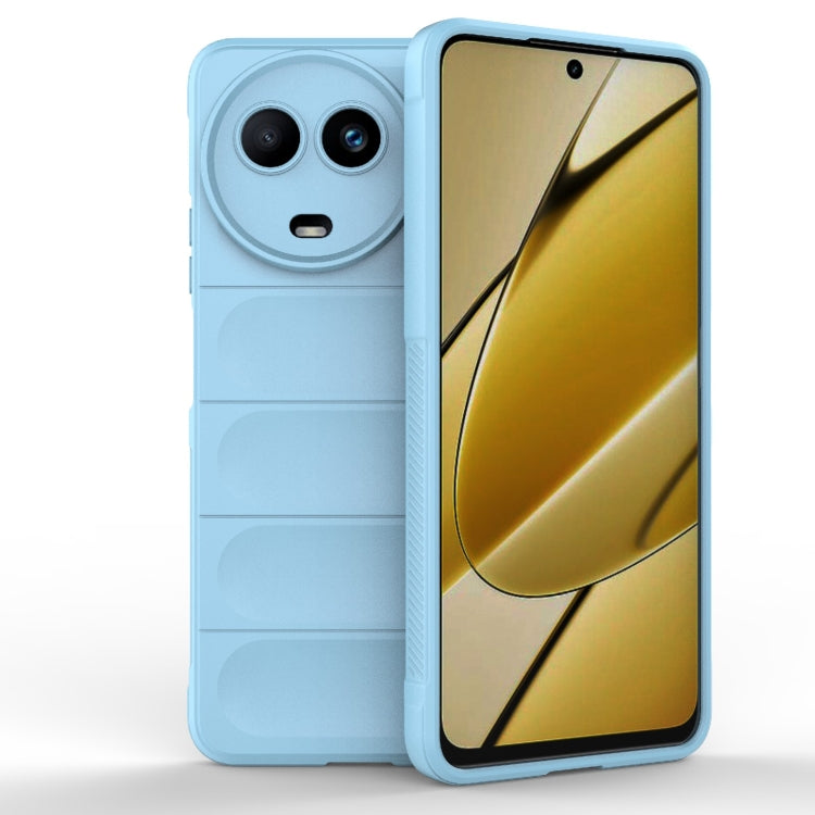 For Realme 11 5G Global Magic Shield TPU + Flannel Phone Case(Light Blue)