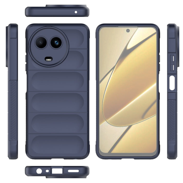 For Realme 11 5G Global Magic Shield TPU + Flannel Phone Case(Dark Blue)