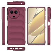 For Realme 11 5G Global Magic Shield TPU + Flannel Phone Case(Wine Red)