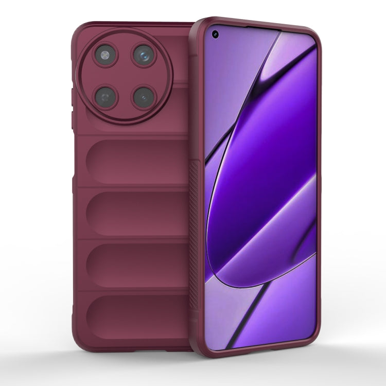For Realme 11 4G Global Magic Shield TPU + Flannel Phone Case(Wine Red)