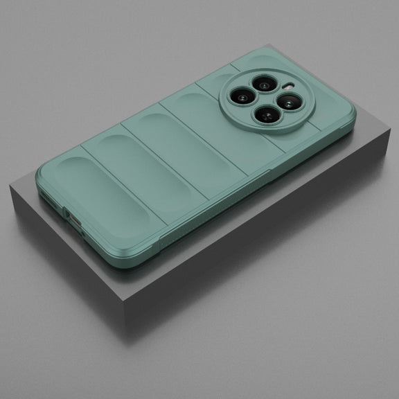 For Realme 12+ 5G Global Magic Shield TPU + Flannel Phone Case(Dark Green)