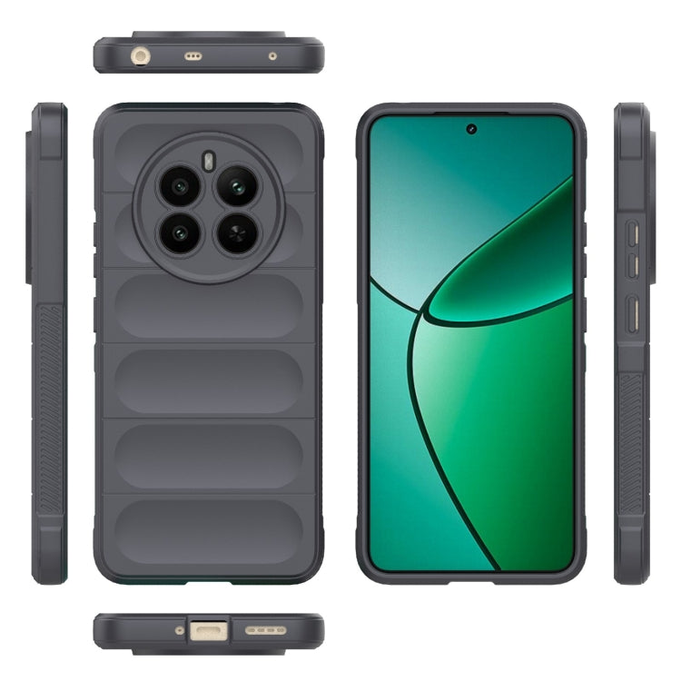 For Realme 12+ 5G Global Magic Shield TPU + Flannel Phone Case(Dark Grey)