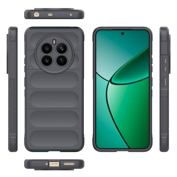 For Realme 12+ 5G Global Magic Shield TPU + Flannel Phone Case(Dark Grey)
