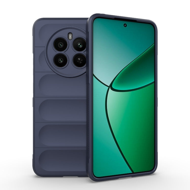 For Realme 12+ 5G Global Magic Shield TPU + Flannel Phone Case(Dark Blue)