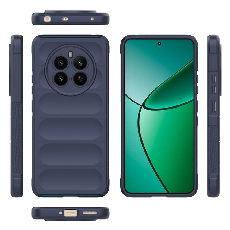 For Realme 12+ 5G Global Magic Shield TPU + Flannel Phone Case(Dark Blue)