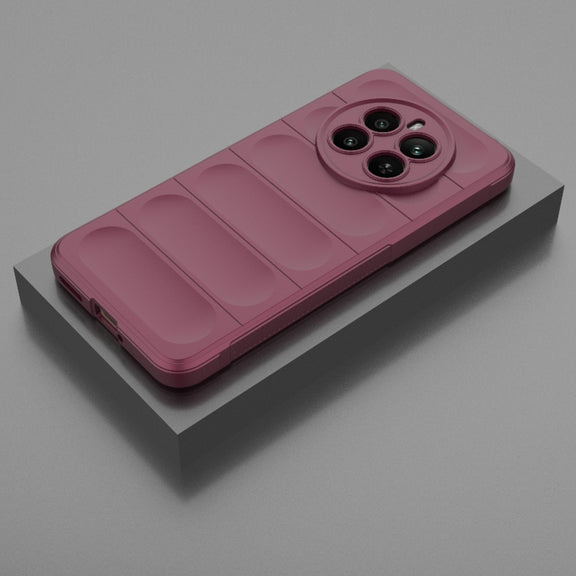 For Realme 12+ 5G Global Magic Shield TPU + Flannel Phone Case(Wine Red)