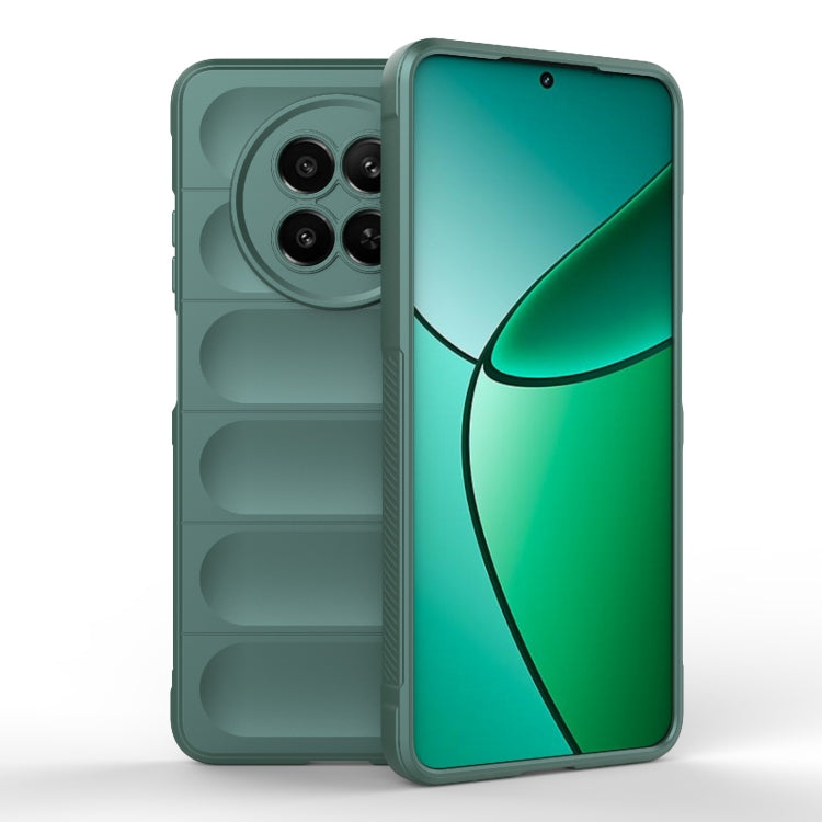 For Realme 12 5G Global Magic Shield TPU + Flannel Phone Case(Dark Green)