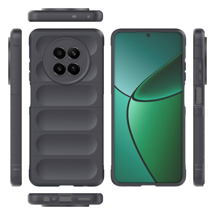 For Realme 12 5G Global Magic Shield TPU + Flannel Phone Case(Dark Grey)