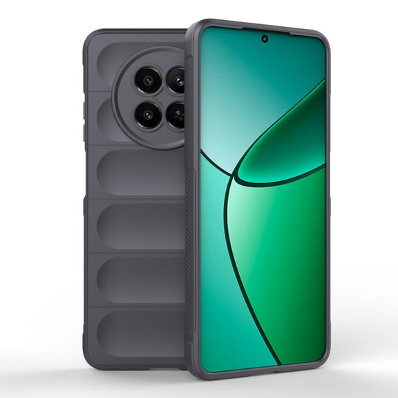 For Realme 12 5G Global Magic Shield TPU + Flannel Phone Case(Dark Grey)