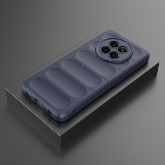 For Realme 12 5G Global Magic Shield TPU + Flannel Phone Case(Dark Blue)