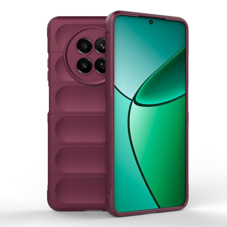 For Realme 12 5G Global Magic Shield TPU + Flannel Phone Case(Wine Red)