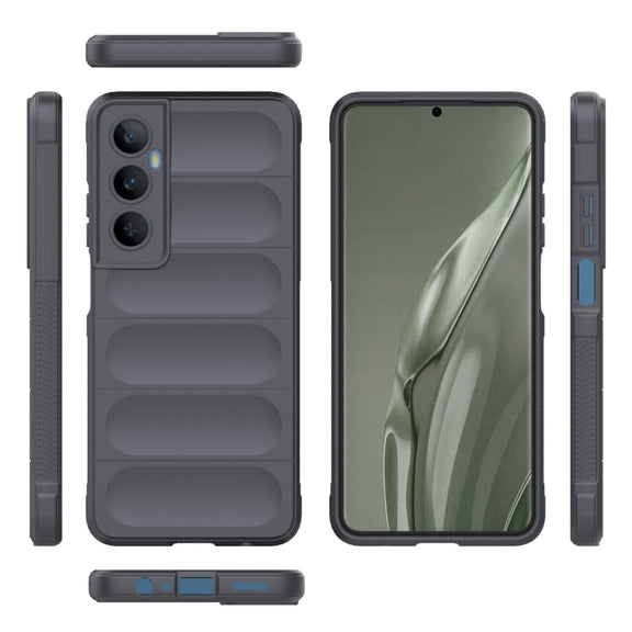 For Realme C65 4G Global Magic Shield TPU + Flannel Phone Case(Dark Grey)