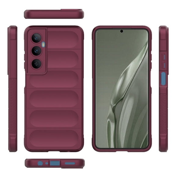 For Realme C65 4G Global Magic Shield TPU + Flannel Phone Case(Wine Red)