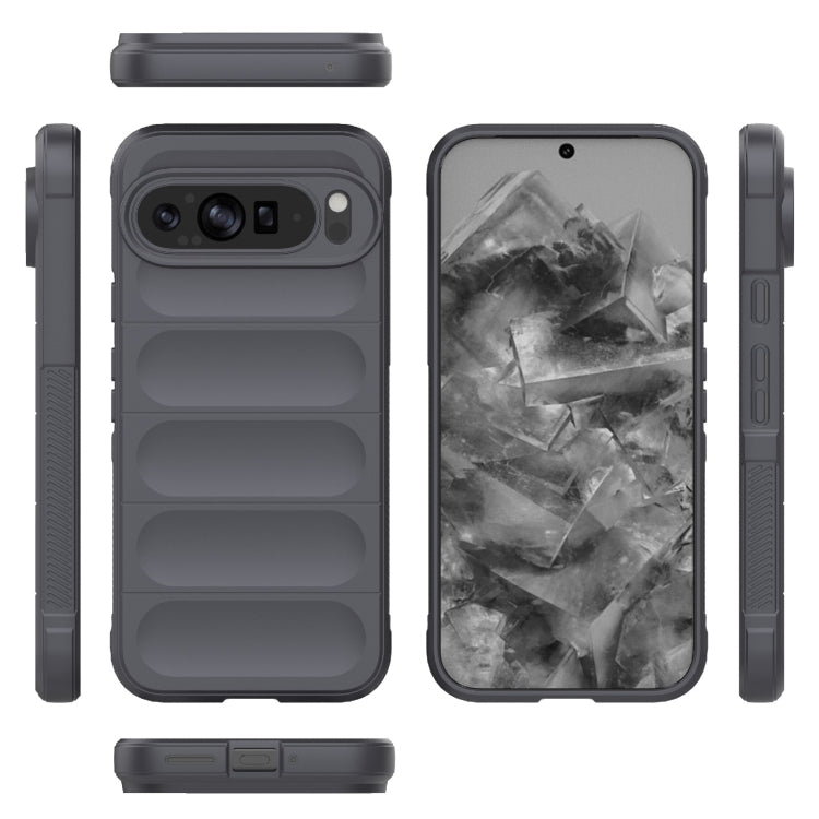 For Google Pixel 9 Pro XL 5G Magic Shield TPU + Flannel Phone Case(Dark Grey)