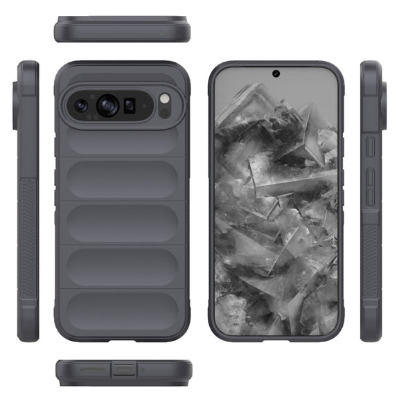 For Google Pixel 9 Pro XL 5G Magic Shield TPU + Flannel Phone Case(Dark Grey)