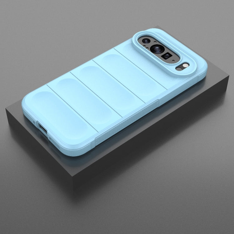 For Google Pixel 9 Pro XL 5G Magic Shield TPU + Flannel Phone Case(Light Blue)