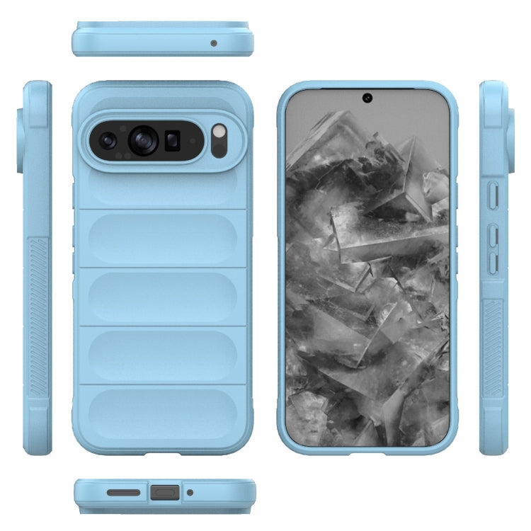 For Google Pixel 9 Pro XL 5G Magic Shield TPU + Flannel Phone Case(Light Blue)