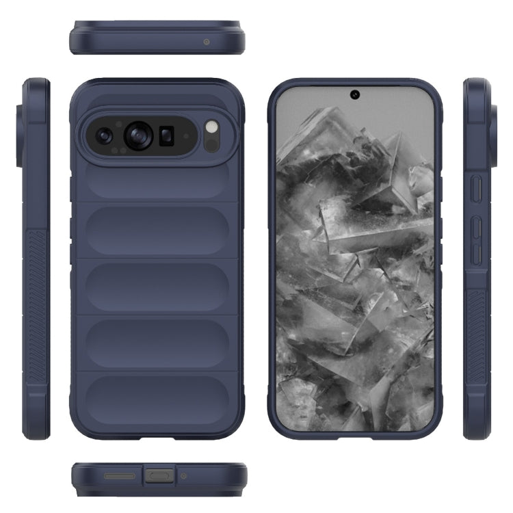 For Google Pixel 9 Pro XL 5G Magic Shield TPU + Flannel Phone Case(Dark Blue)