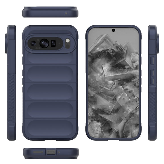 For Google Pixel 9 Pro XL 5G Magic Shield TPU + Flannel Phone Case(Dark Blue)