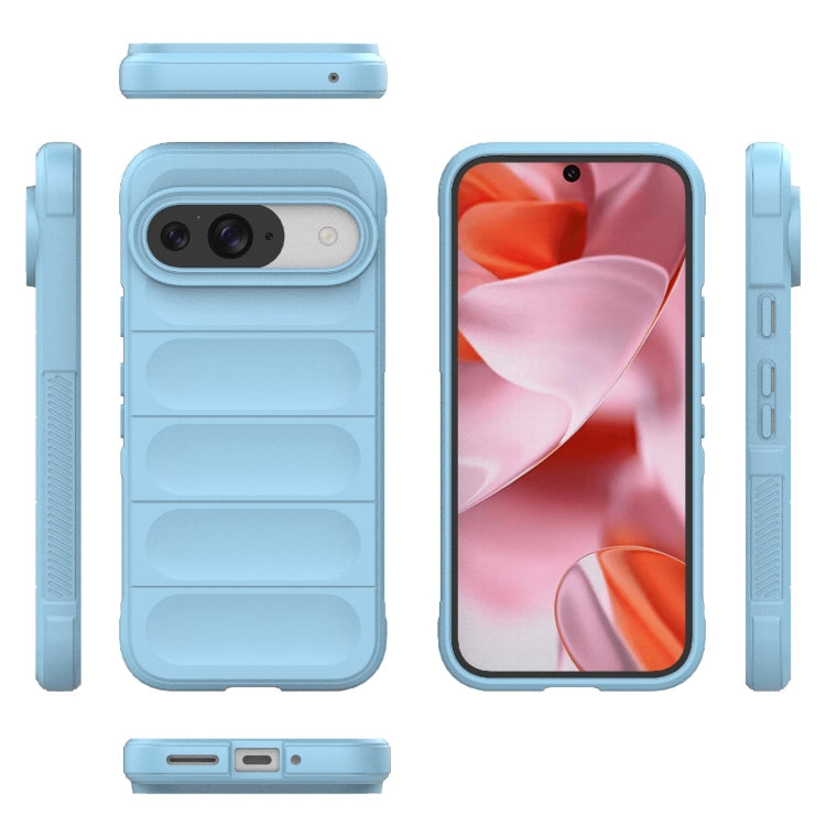 For Google Pixel 9 5G Global Magic Shield TPU + Flannel Phone Case(Light Blue)