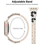 For Apple Watch 9 45mm Petal Metal Diamond Watch Band(Rose Gold+Black)