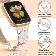 For Apple Watch 9 45mm Petal Metal Diamond Watch Band(Rose Gold+White)