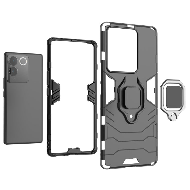 For vivo S17e Magnetic Ring Holder PC + TPU Phone Case(Black)