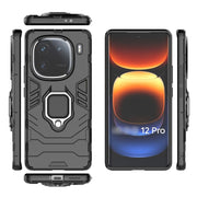 For vivo iQOO 12 Pro 5G Magnetic Ring Holder PC + TPU Phone Case(Black)