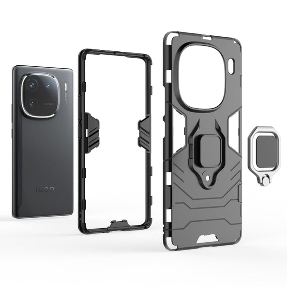 For vivo iQOO 12 Pro 5G Magnetic Ring Holder PC + TPU Phone Case(Black)