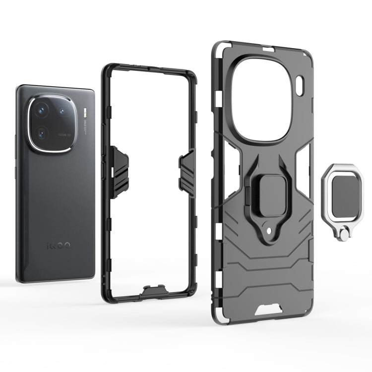 For vivo iQOO 12 Pro 5G Magnetic Ring Holder PC + TPU Phone Case(Black)