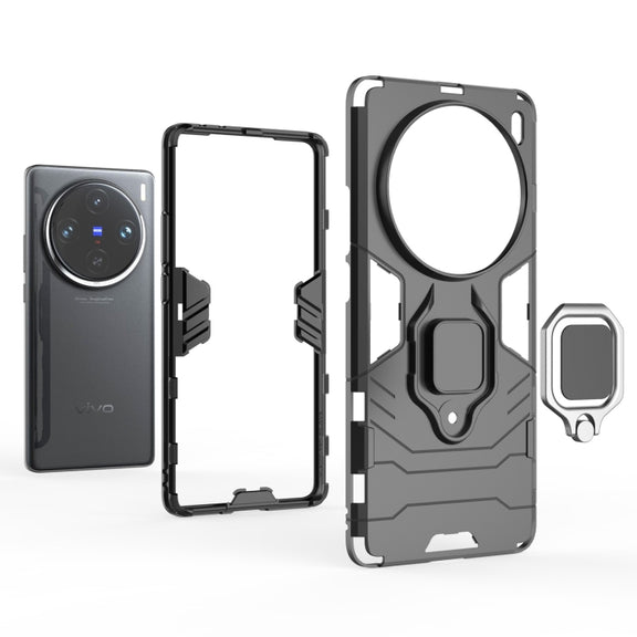 For vivo X100 Pro 5G Magnetic Ring Holder PC + TPU Phone Case(Black)
