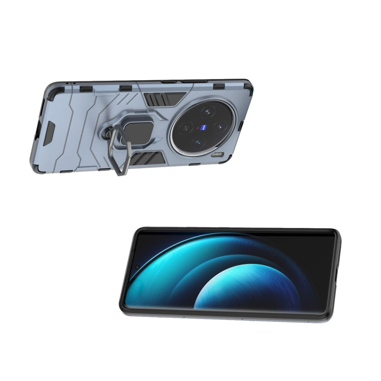 For vivo X100 5G Magnetic Ring Holder PC + TPU Phone Case(Navy Blue)