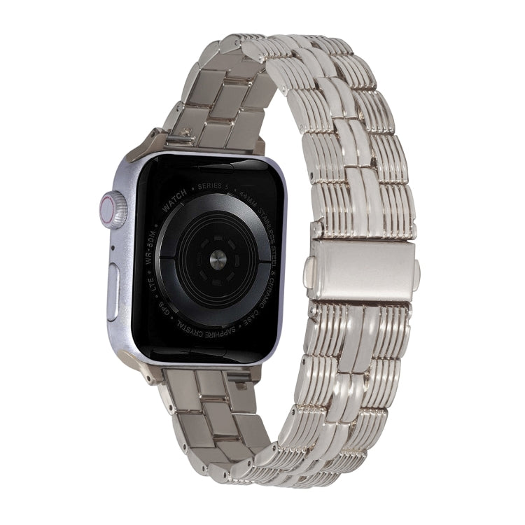 3-Beads Stripe Metal Watch Band For Apple Watch SE 2023 44mm(Starlight)
