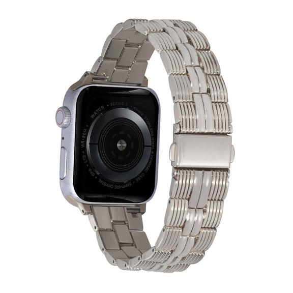 3-Beads Stripe Metal Watch Band For Apple Watch 9 45mm(Starlight)