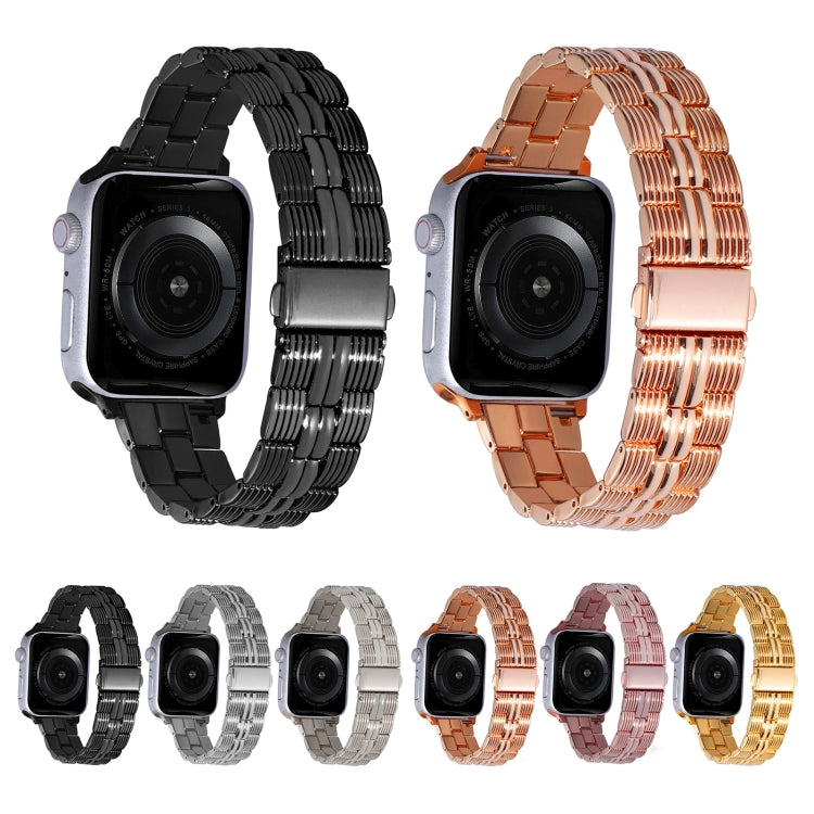 3-Beads Stripe Metal Watch Band For Apple Watch 9 45mm(Silver)