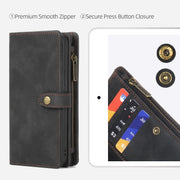 For iPhone 14 Plus Zipper Wallet Detachable MagSafe Leather Phone Case(Black)