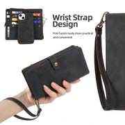 For iPhone 14 Plus Zipper Wallet Detachable MagSafe Leather Phone Case(Black)