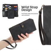For iPhone 14 Pro Max Zipper Wallet Detachable MagSafe Leather Phone Case(Black)