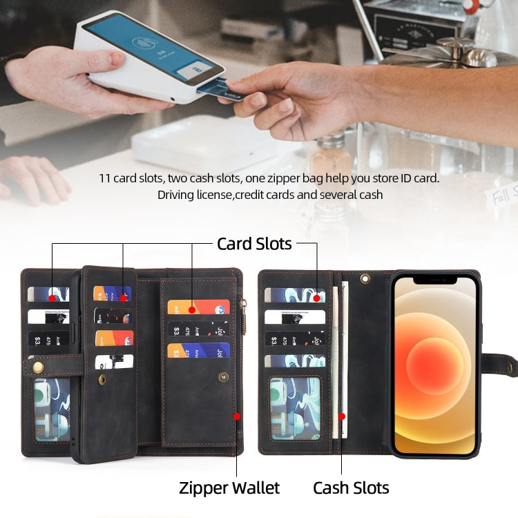 For iPhone 12 / 12 Pro Zipper Wallet Detachable MagSafe Leather Phone Case(Black)