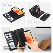 For iPhone 12 / 12 Pro Zipper Wallet Detachable MagSafe Leather Phone Case(Black)