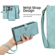 For iPhone 11 Pro Zipper Wallet Detachable MagSafe Leather Phone Case(Blue)