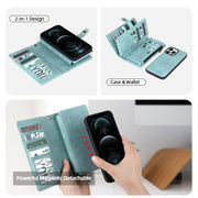 For iPhone 11 Pro Zipper Wallet Detachable MagSafe Leather Phone Case(Blue)