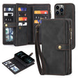 For iPhone 11 Pro Max Zipper Wallet Detachable MagSafe Leather Phone Case(Black) - iPhone 11 Pro Max Cases by PMC TechLife | Online Shopping South Africa | PMC TechLife