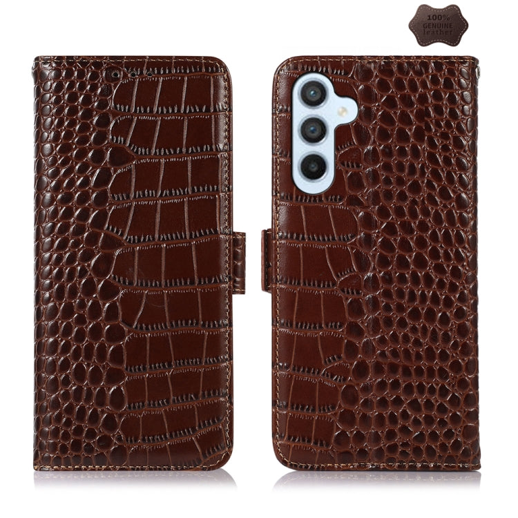 For Samsung Galaxy S24 Crocodile Top Layer Cowhide Leather Phone Case(Brown)